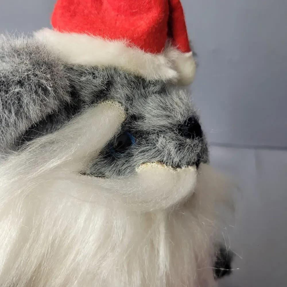 Vintage 80's Christmas Santa Bear Plush Gray 11